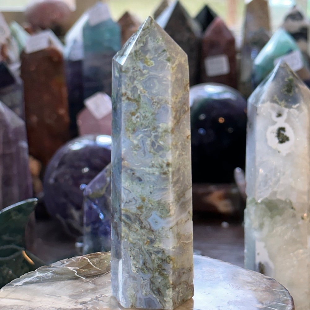 Moss Agate Crystal Point!